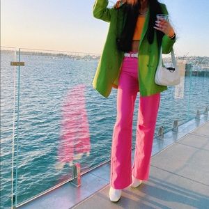 ZARA Pink Straight Leg Jeans